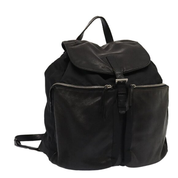 PRADA Backpack Nylon Leather Black Auth - Picture 1 of 16